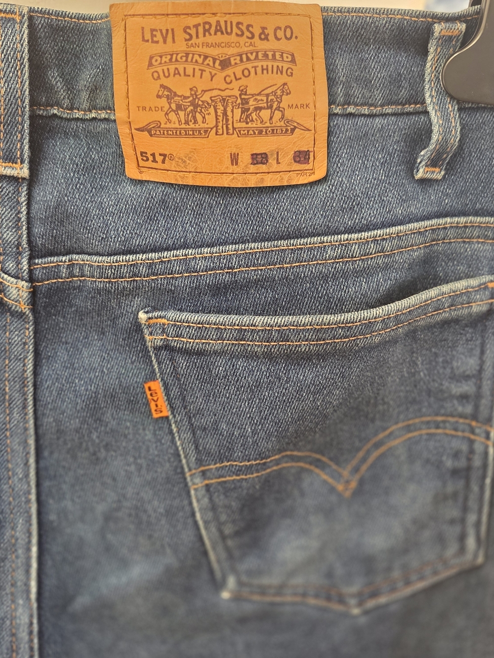 Levi's 517 Mens Orange Tab Made In USA Bootcut Blue Wash Denim Jeans Y2K 38x34